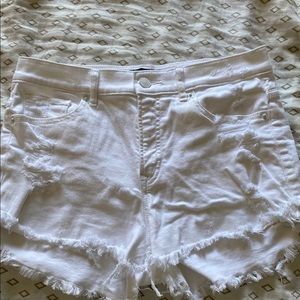 Express High Rise White Jean Shorts